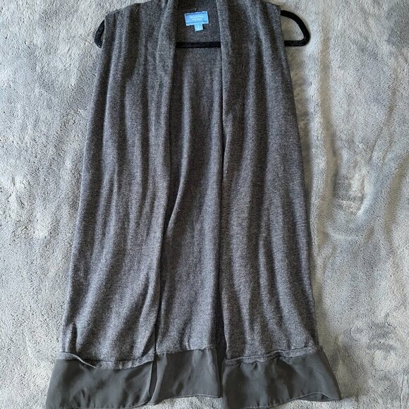 Women's Sleeveless Draped Open Front Cardigan Vest - Picture 2 of 14